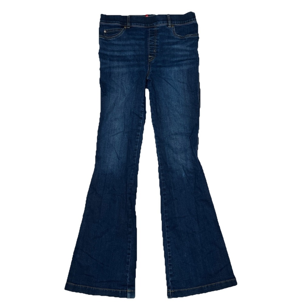 Spanx EveryWear Flare Pull-On Jeans Midnight Shade Dark Wash Blue 20327R Large